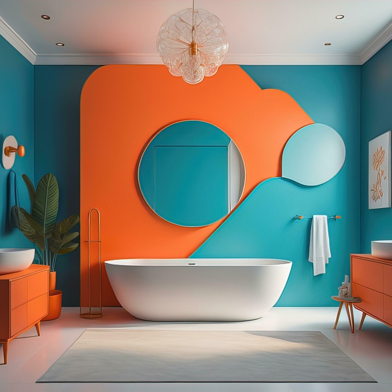 22. Vibrant Mosaic Tiles Meet Whimsical Flamingo Accents In a Petite Powder Room