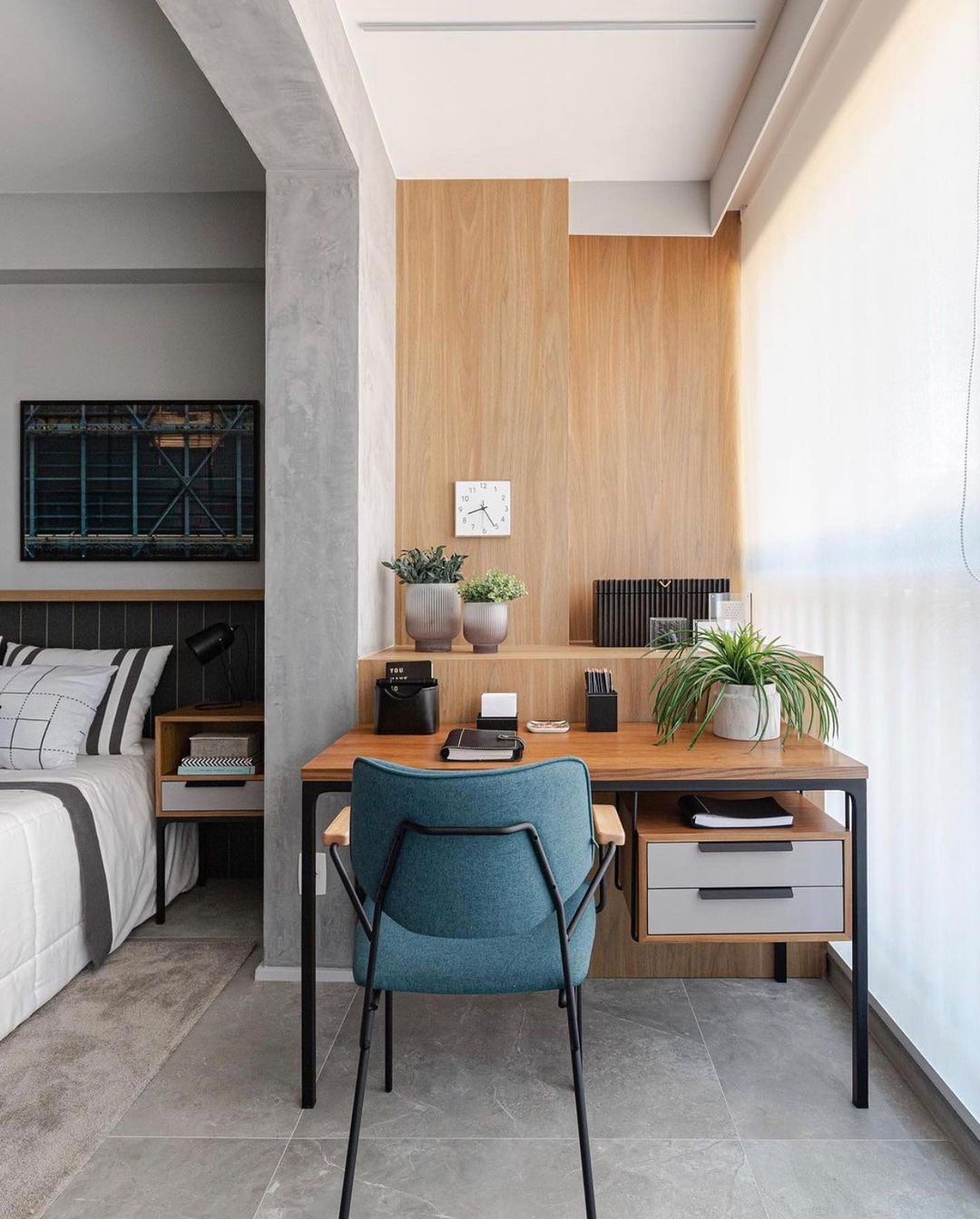 7. a Sunlit Nook with a Floating Desk and Geometric Shelf