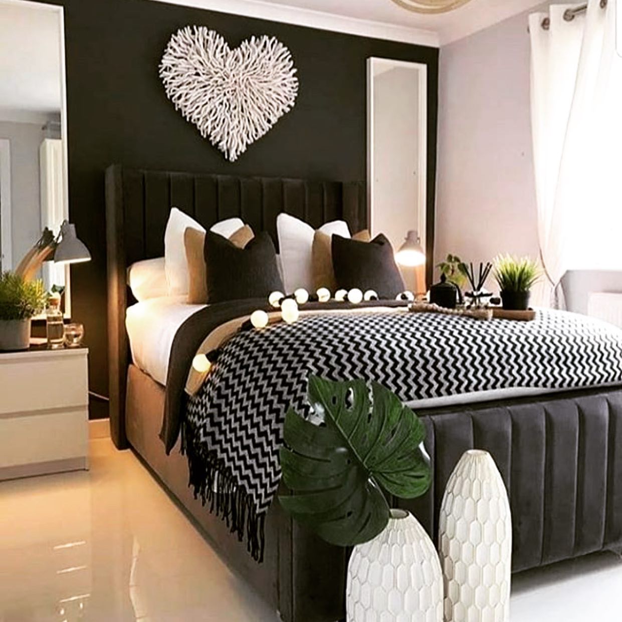 12. Moonlit Serenity: a Canopy Bed with Lattice Shadows In Monochrome