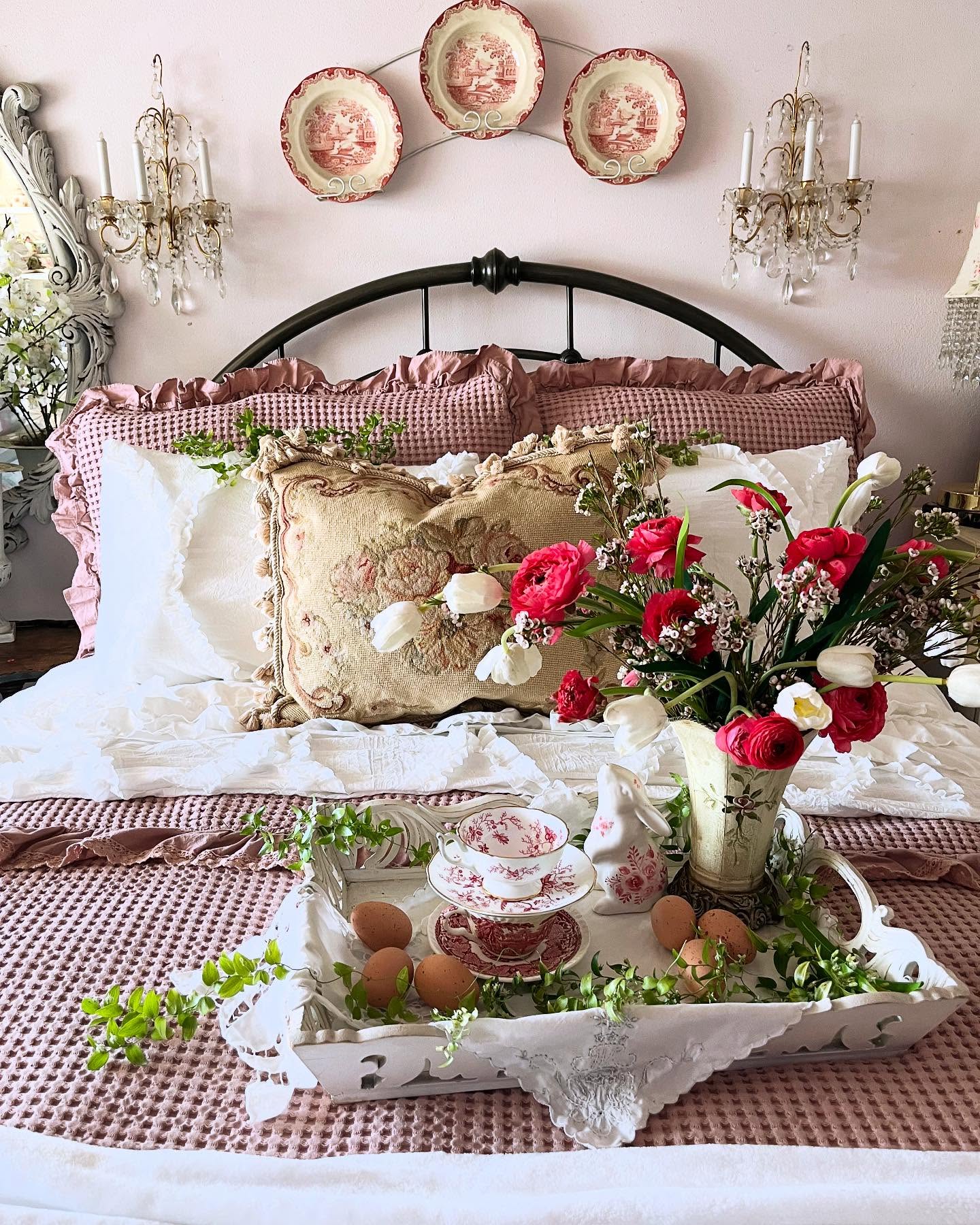 10. Moonlit Sonata: a Bed Adrift In a Sea Of Lavender and White Roses