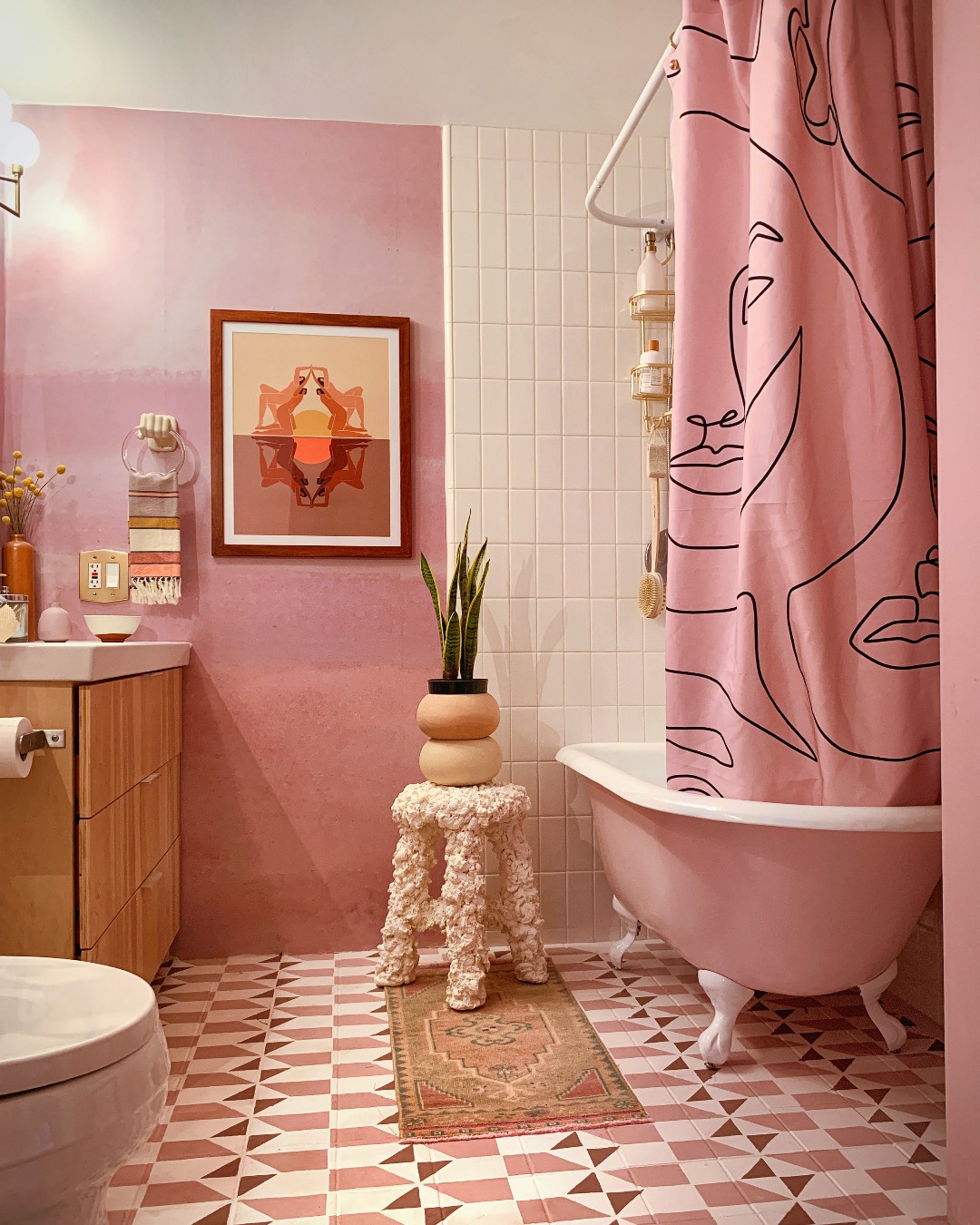9. Neon Citrus Splash: a Vibrant Mosaic Sink In a Minimalist Setting