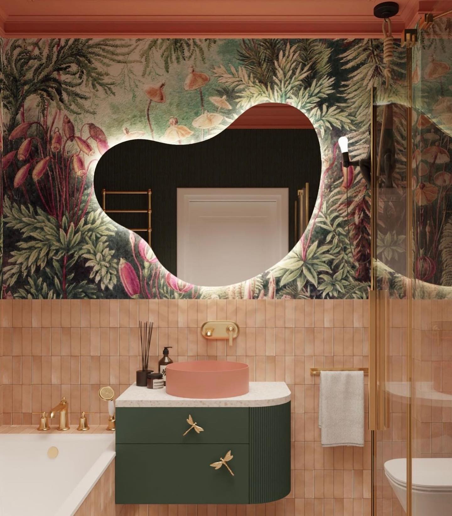 11. Vibrant Mosaic Tiles Meet Retro Sink In a Citrus Burst Bathroom